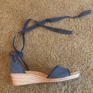 Denim summer wedges